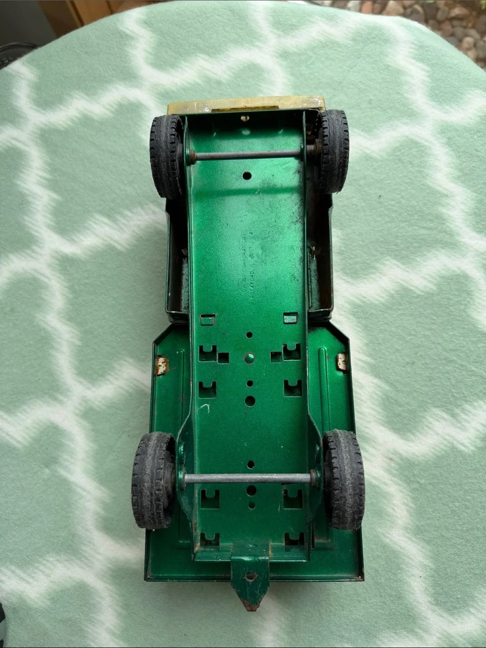 Vintage Nylint Farms Truck Green & White with Yellow Cab 12” long